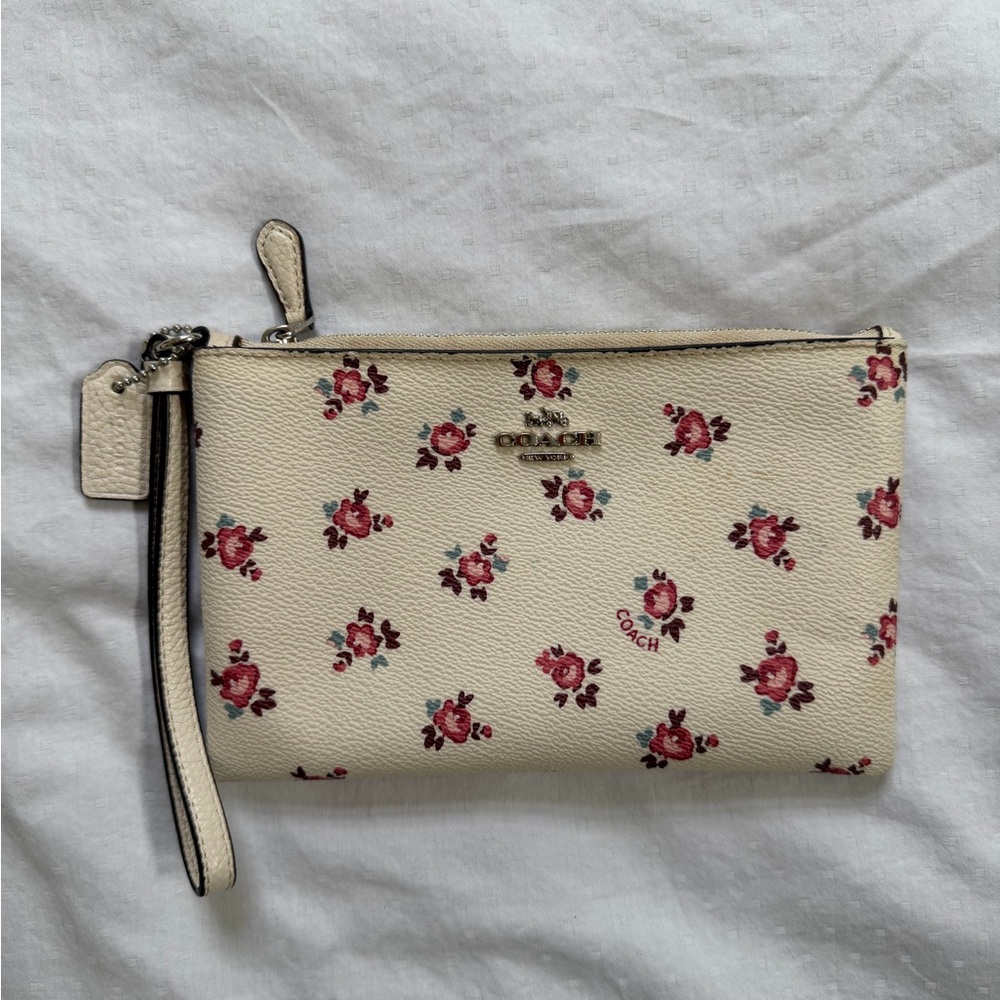 Coach Ivory Floral Wristlet